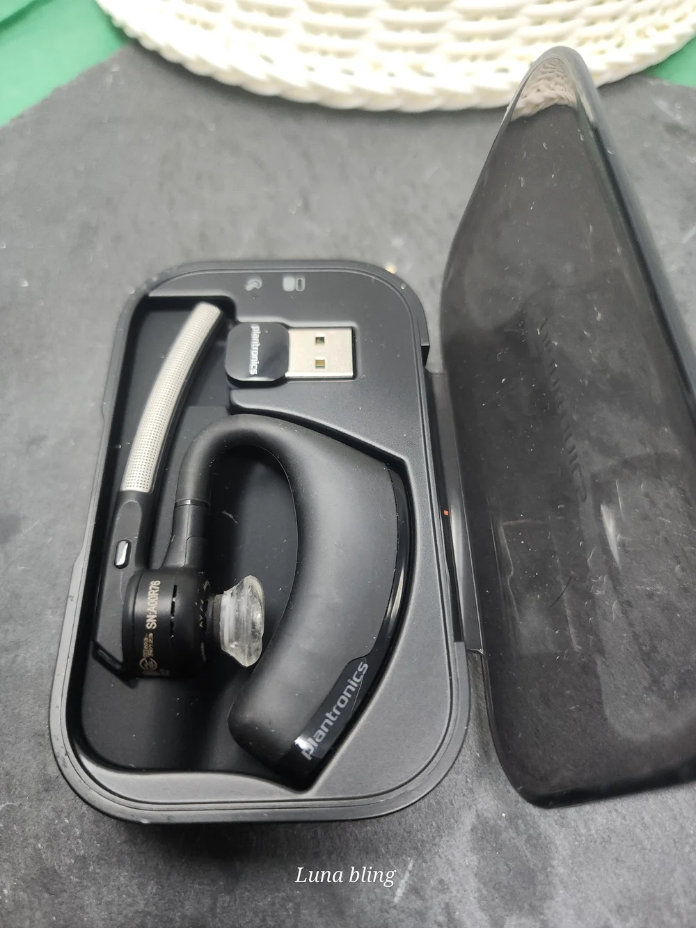 Plantronics Black Bluetooth Mono Headset with USB Adapter and Charging Case